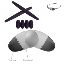 Walleva Replacement Lenses And Rubber Kit (Earsocks+Temple Shocks) For Oakley Juliet Sunglasses (Transition Polarized Lenses + Black Rubber)